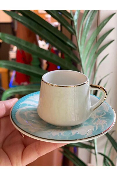 ÇIRPAN EV MİNT ÇİÇEKLİ TEK KİŞİLİK TÜRK KAHVESİ FİNCANI