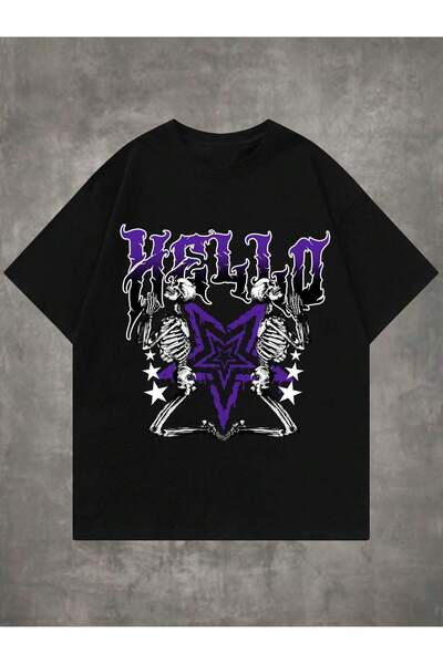 donamod Grunge Punk Guys stil Harajuku cu schelet și grafică cu litere