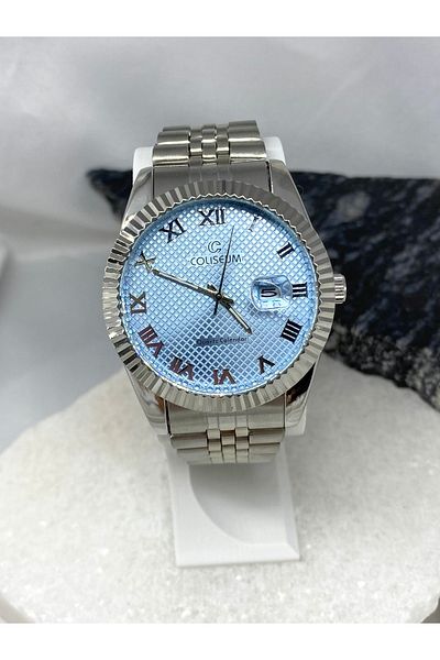 Coliseum Round Inside Blue Silver Cord Men's Wrist Watch