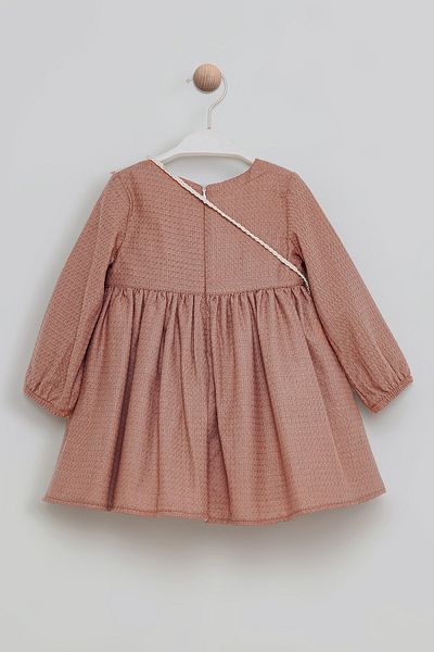 Bombili Embroidered Detailed Flower Embroidered Special Day Baby Girl Dress with Bag
