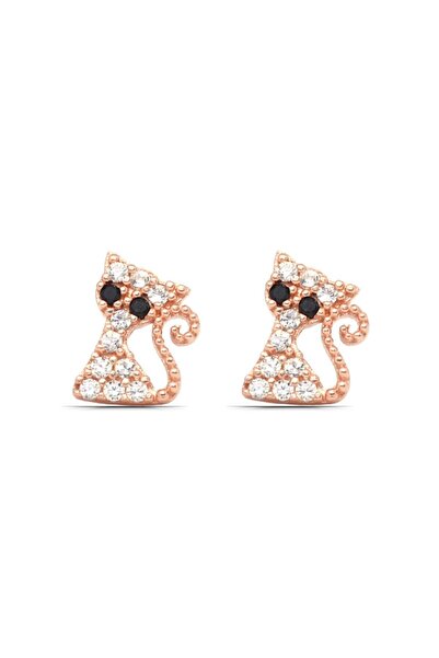 Parmas Design Kedi Tasarım 925 Ayar Gümüş Çocuk Küpe