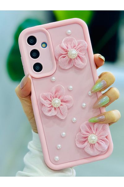 Go Aksesuar جراب سيليكون بتصميم زهرة التول متوافق مع هاتف Galaxy A15 مع لعبة