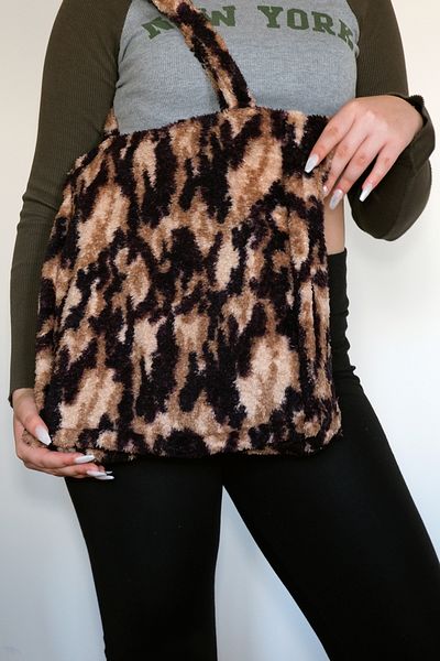 PANCHY CANKY Geantă de umăr Teddy Leopard pentru femei - Design moale și elegant