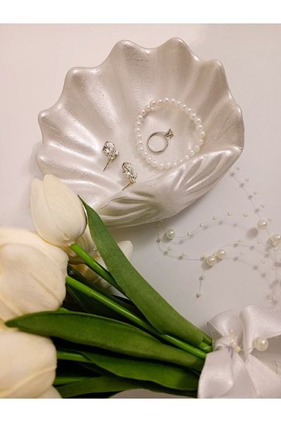 Home Pearl Oyster Decorative Jewelry Plate, Shiny Oyster, Seashell Jewelry Shooting Stand, Soap Dish