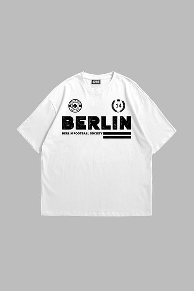 Sekizbiraltı Λευκό Oversize Unisex T-Shirt - Berlin Printed