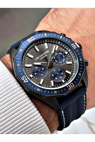 Lee Cooper Function Dark Blue Color Silicone Cord Men's Wrist Watch 7848.699