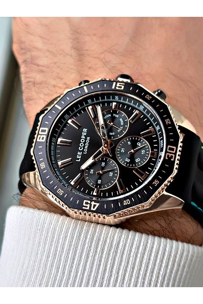 Lee Cooper Function Black Color Silicone Cord Men's Wrist Watch 7848.451