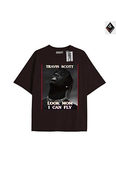 Adrift تي شيرت ترافيس سكوت أسود كبير الحجم للجنسين - قصة مريحة