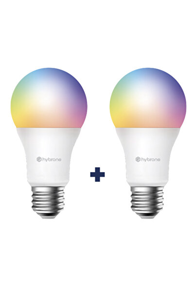 Hybrone LED RGB Wİ-Fi Akıllı Ampul, 2li Set 16 Milyon Renk, 900 Lümen, E27 Du...