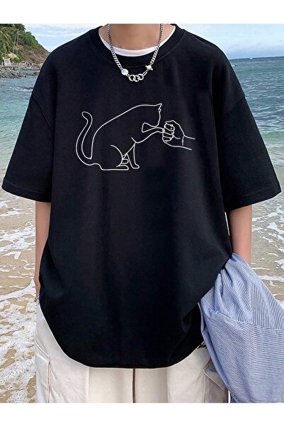 donamod Bărbați desene animate grafică Drop Shoulder Harajuku Style