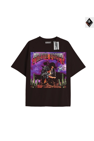 Adrift Travis Scott crna oversize unisex majica - opuštenog kroja