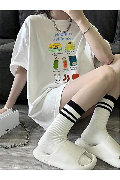 donamod Tricou oversize cu desene animate și design grafic Seria Cartoon/Lett...