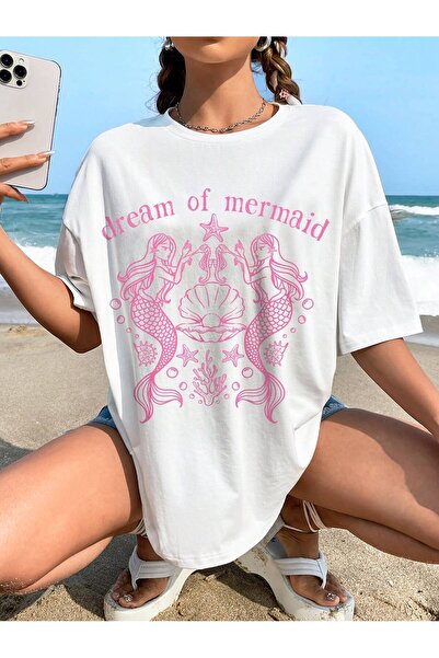 donamod Tricou oversize cu desene animate și design grafic Seria Cartoon/Lett...