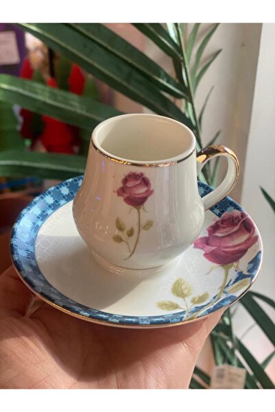 ÇIRPAN EV PEMBE GÜLLÜ 6 KİŞİLİK TÜRK KAHVESİ FİNCANI