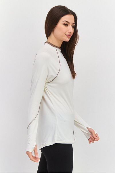 Tahari Sports Women Sportswear Fit Long Sleeves Training Top, Off White