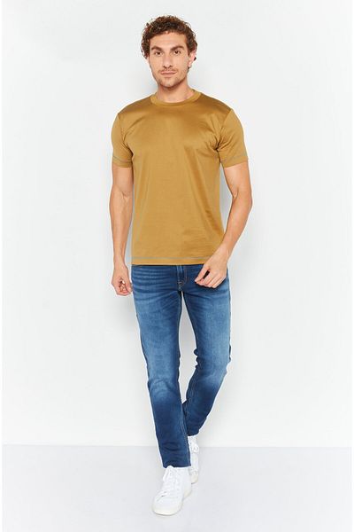 Esprit Men Crew Neck Short Sleeves Plain T-shirt, Olive