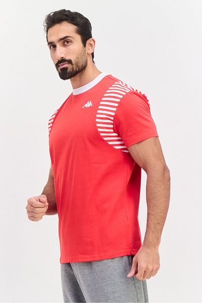 Kappa Men Crew Neck Short Sleeve Embroidered Logo T-shirt, Red