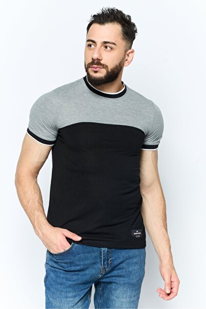 Modern Culture Men Round Neck Short Sleeves Heather T-Shirt, Black