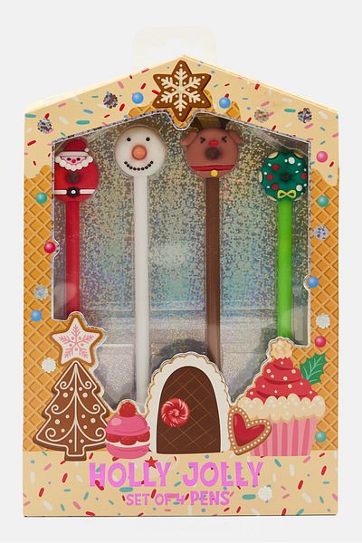 Votum 4 Pieces Of Holly Jolly Pens Set, Green