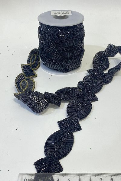 Hayalperest boncuk Oval Accessory - Iron-On Stoned and Beaded Strip