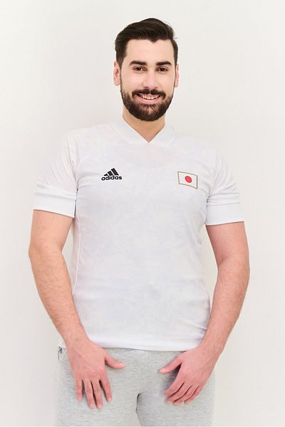 adidas Men Sportswear Fit Short Sleeves Training Jersey Top, White Combo