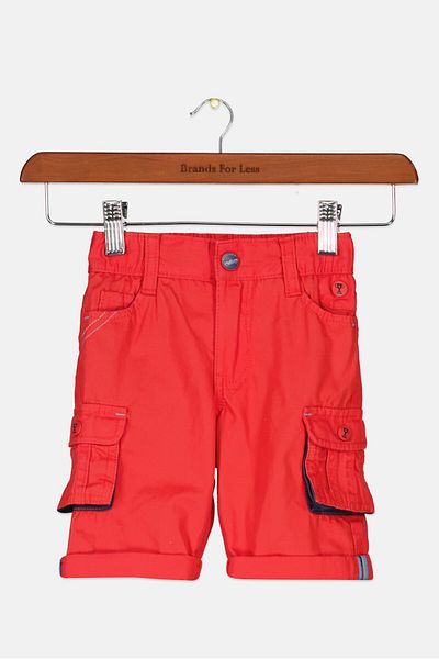 Sergent Major Toddlers Boy Textured Cargo Shorts, Red