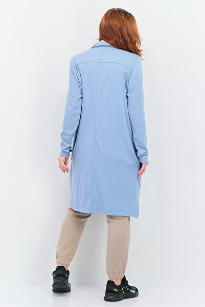 Jones of New York Women Split Neck Long Sleeve Plain Open Front Cardigans, Slate Blue