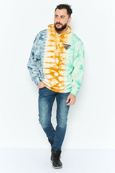 WRANGLER Men Hooded Long Sleeve Tie Dye Sweatshirt, Brown