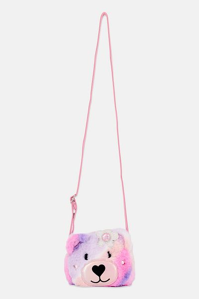 OMG Accessories Kids Girl Teddy Daisy Faux Fur Cross Body Bag 14 H X 17 L X 5 W Cm, Pink