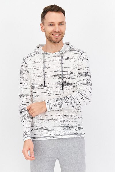 Modern Culture Men Hooded Long Sleeve All Over Print Sweatshirts, White Combo