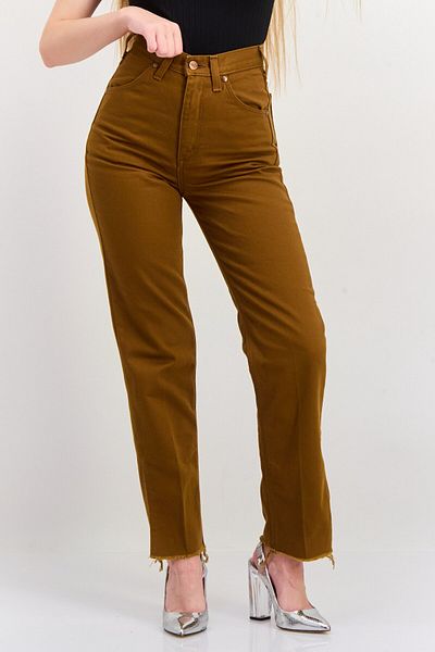 WRANGLER Women Regular Fit Mid Rise Straight Leg No Stretch Jeans, Brown