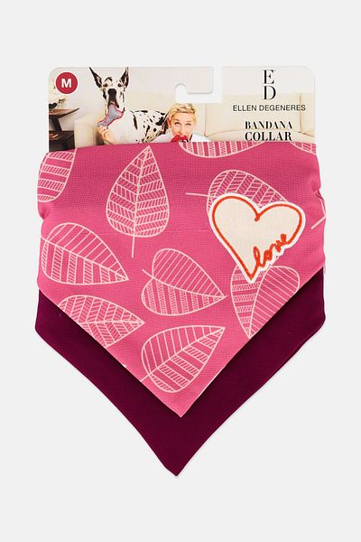 ED Ellen DeGeneres 2 Pcs Embroidered Pet Bandana Collar, Pink Combo