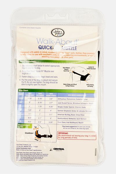 Four Paws Walk Around Quick Fix Dog Muzzle, Black