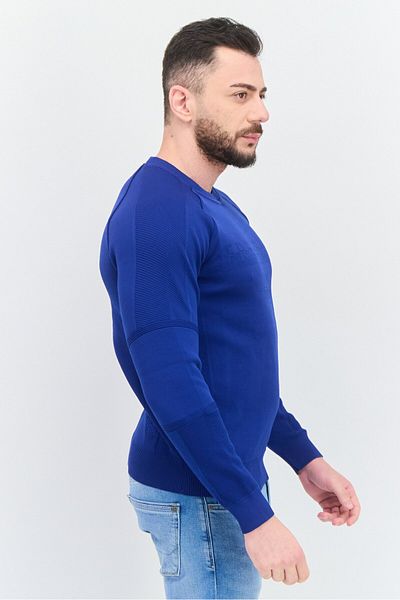 freesoul Men Crew Neck Textured Long Sleeves Sweatshirt, Royal Blue