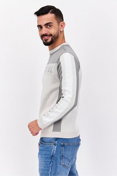 freesoul Men Crew Neck Long Sleeve Brand Logo Sweatshirt, Grey