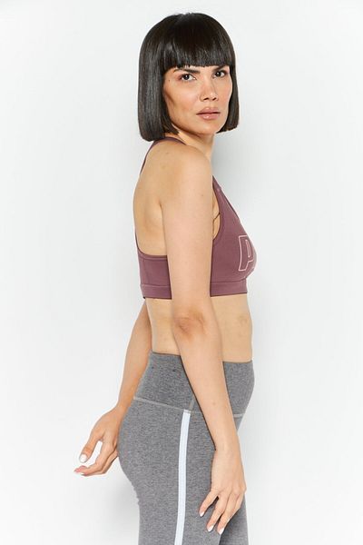 Puma Women Brand Logo Non Padded Sports Bra, Dusty Plum