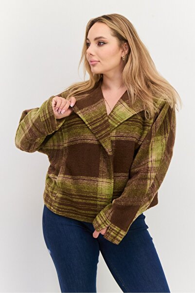 Black Tape Women Plaid Trench Coat, Multicolor
