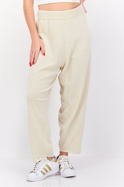 Monki Women Regular Fit Knitted Straight Leg Pants, Beige