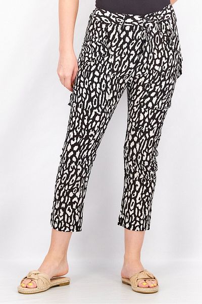 The Kooples Women Skinny Fit Leo Print Pants, Black