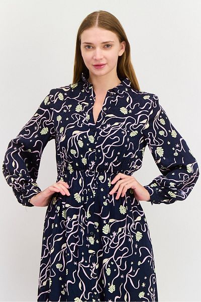 Scotch & Soda Women Printed Midi Dress, Black Combo