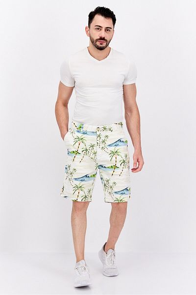 Scotch & Soda Men Regular Fit Allover Print Short, White