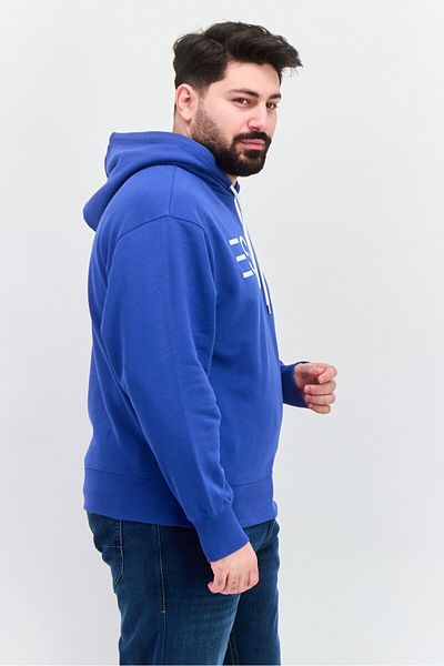 Esprit Men Hood Neck Brand Logo Long Sleeves Hoodie, Blue