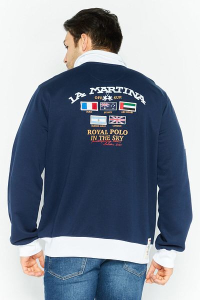 La Martina Men High Neck Long Sleeve Embroidered Logo Sweatshirt, Navy