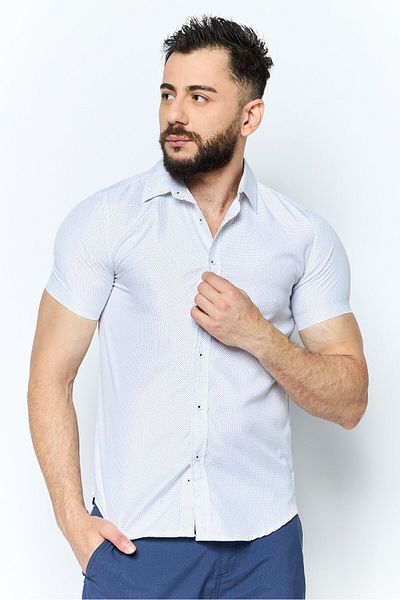 Modern Culture Men Regular Fit Allover Print Short Sleeves Casual Shirt, White