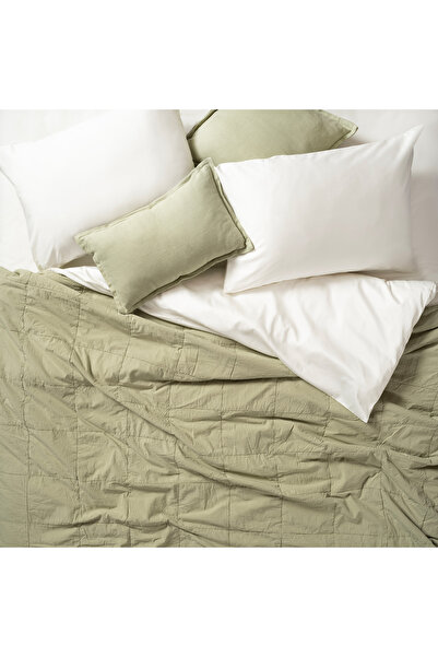 Zsa Zsa Zsu Solıd Kapitoneli Çift Kişilik Pamuk %100 Pamuk Yatak Örtüsü 240x260 Cm Yeşil