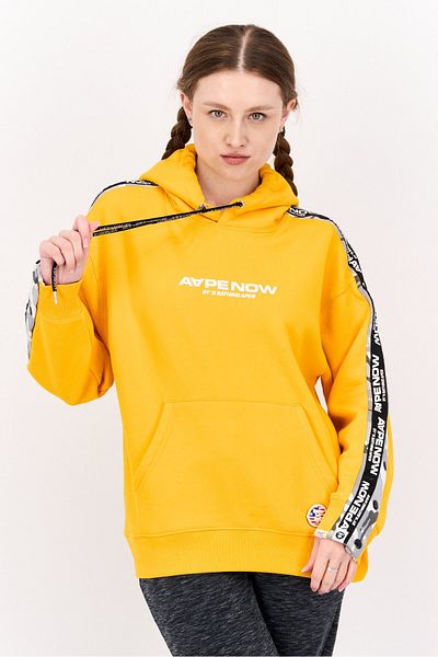 Aape By A Bathing Ape Women Brand Logo Long Sleeve Hooded Sweatshirt, Yellow