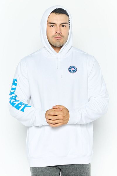 Hurley Men Hooded Graphic Print Long Sleeves Hoodie, White