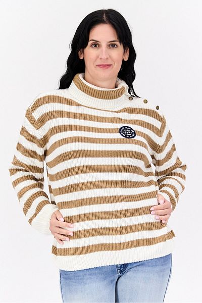 Pepe Jeans Women Turtle Neck Embroidered Logo Sweaters, Light Brown