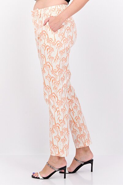 Scotch & Soda Women Slim Fit Allover Print Chino Pants, White Combo