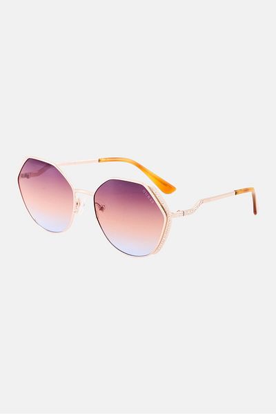 Guess نظارة شمسية نسائية GU7842-S33F58 بتصميم هندسي، بني